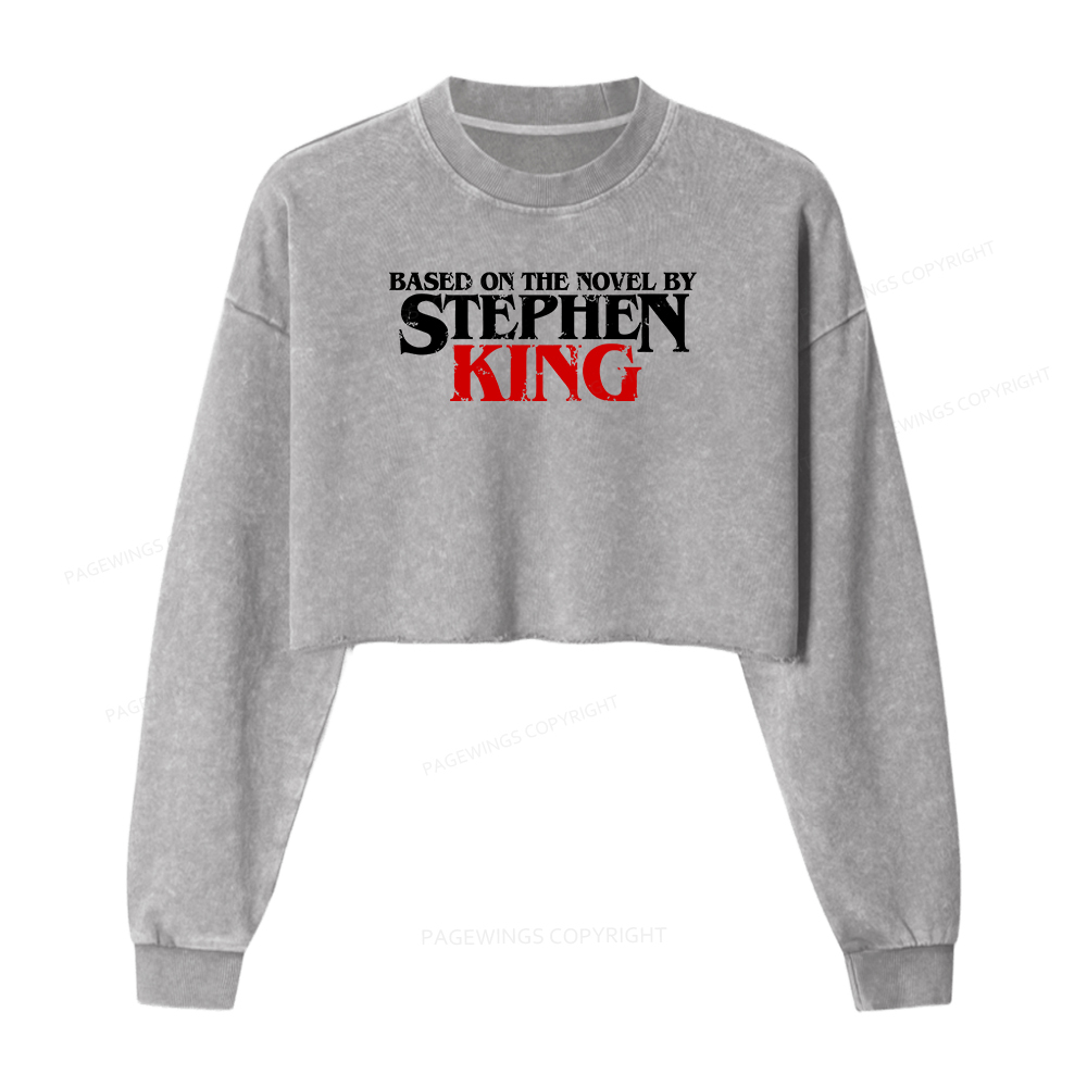 Pagewings Based on the novel by Stephen King Women Washed Crop Sweatshirt