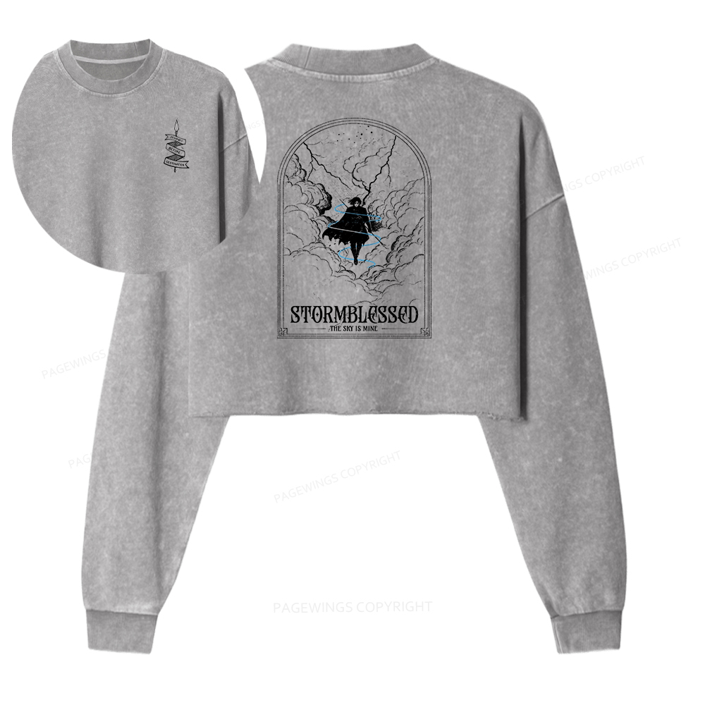 Pagewings Stormblessed Women Washed Crop Sweatshirt