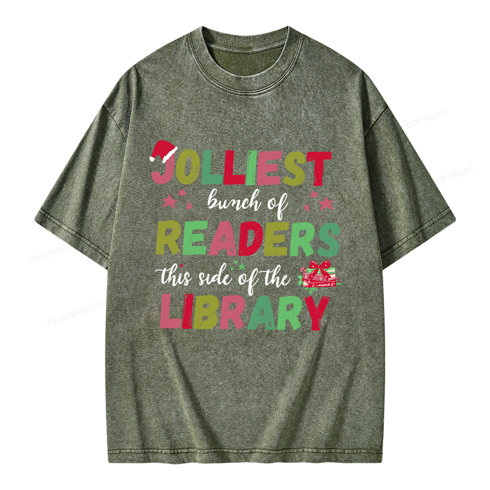 Pagewings Jolliest Bunch Of Readers This Side Of The Library Unisex Washed T-shirt