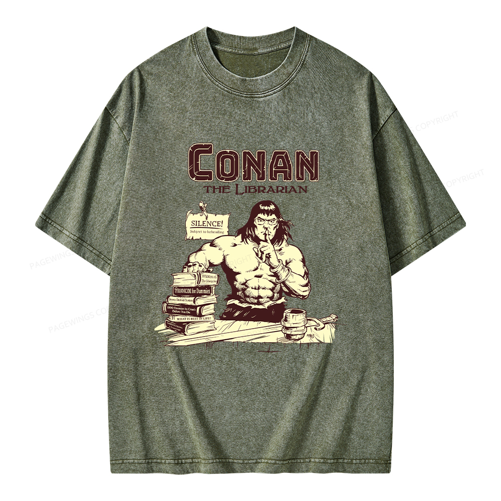 Pagewings Conan the Librarian Unisex Washed T-shirt