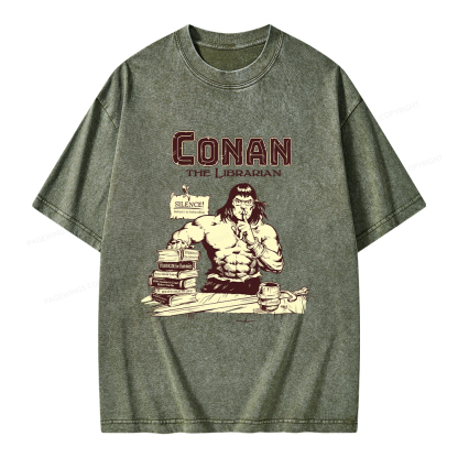 Pagewings Conan the Librarian Unisex Washed T-shirt