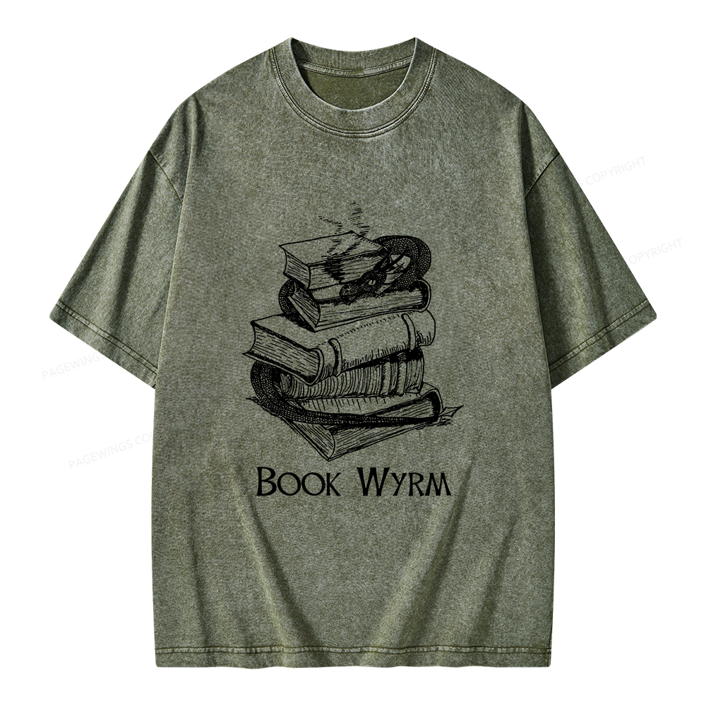 Pagewings Book Wyrm Unisex Washed T-shirt