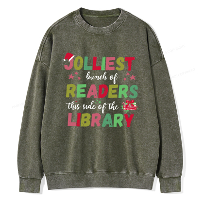 Pagewings Jolliest Bunch Of Readers This Side Of The Library Unisex Washed Sweatshirt