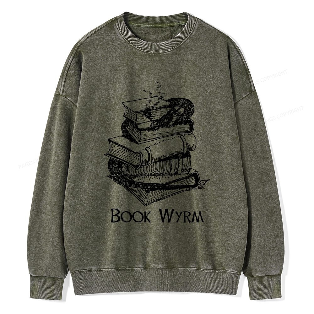 Pagewings Book Wyrm Unisex Washed Sweatshirt