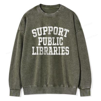 Pagewings Support Public Libraries Unisex Washed Sweatshirt