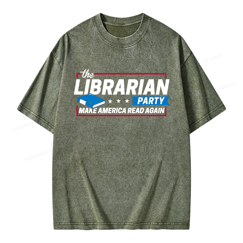 Pagewings The Librarian Party Unisex Washed T-shirt
