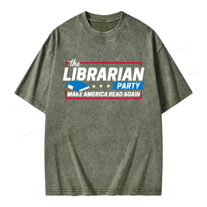 Pagewings The Librarian Party Unisex Washed T-shirt