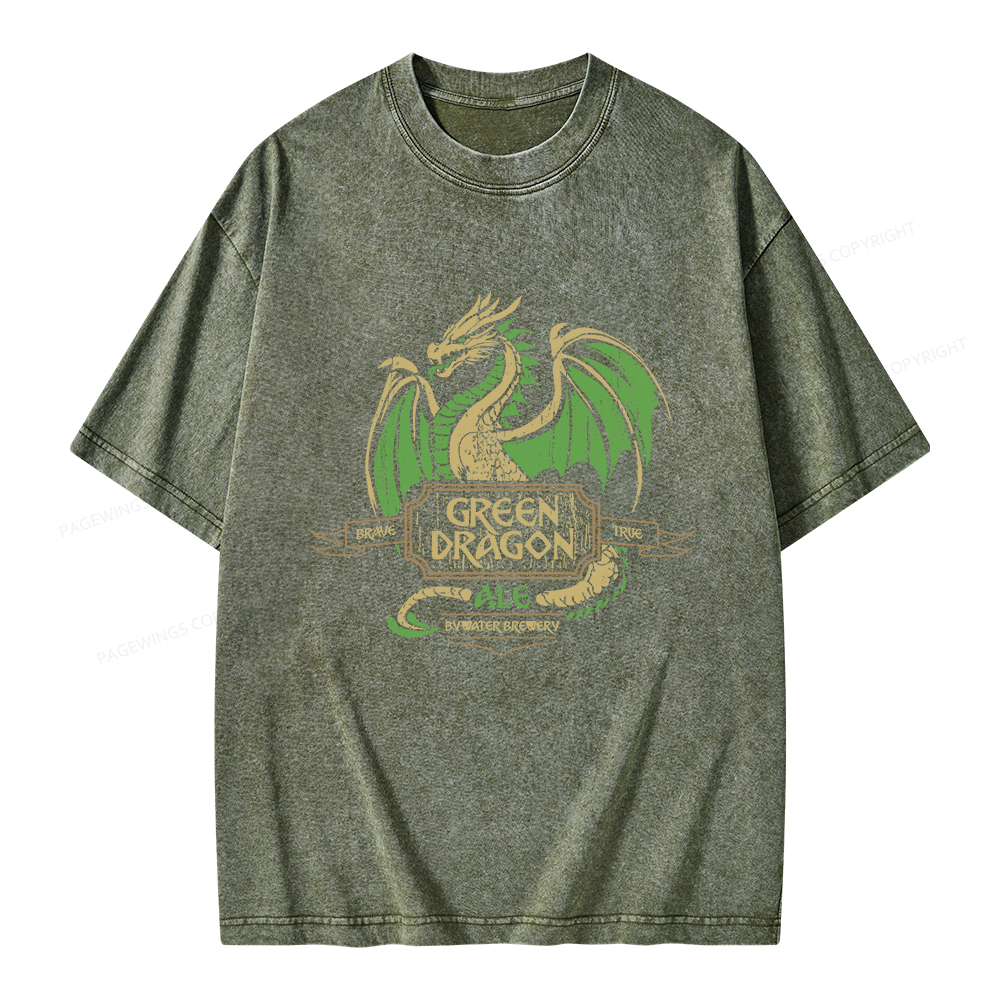 Pagewings Green Dragon Ale Unisex Washed T-shirt