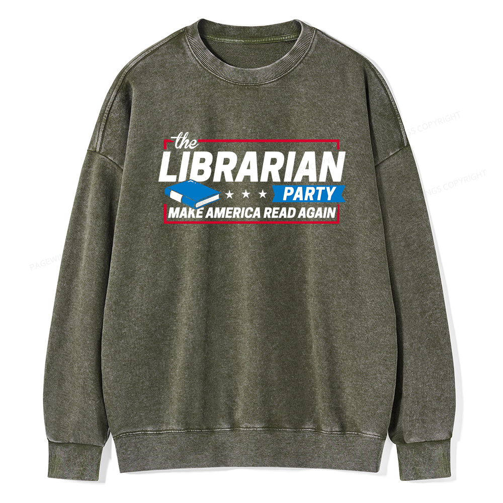 Pagewings The Librarian Party Unisex Washed Sweatshirt