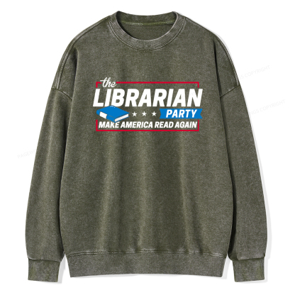 Pagewings The Librarian Party Unisex Washed Sweatshirt