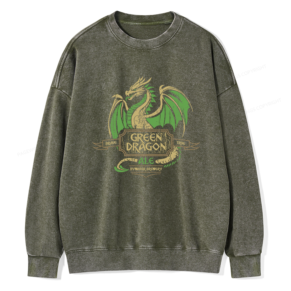 Pagewings Green Dragon Ale Unisex Washed Sweatshirt