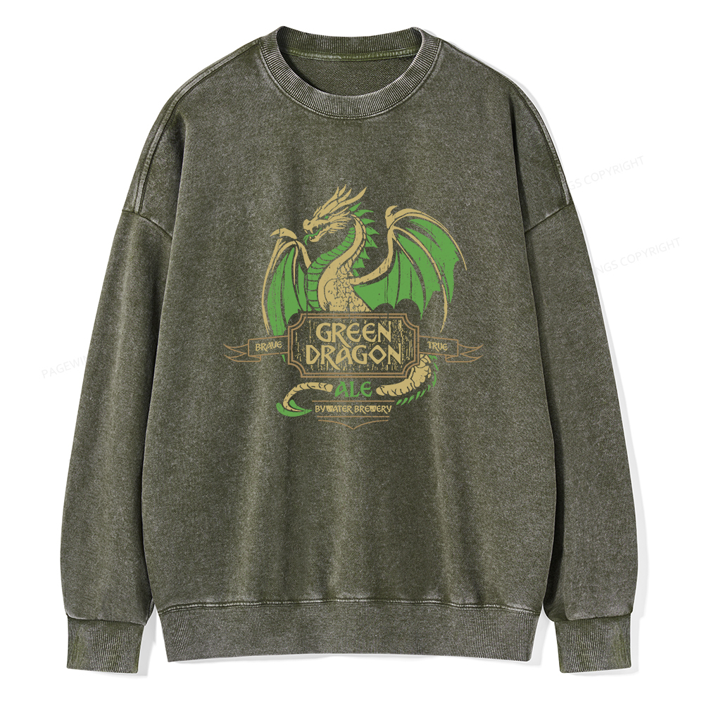 Pagewings Green Dragon Ale Unisex Washed Sweatshirt
