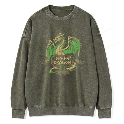 Pagewings Green Dragon Ale Unisex Washed Sweatshirt