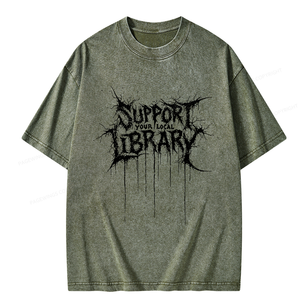 Pagewings Support Your Local Library Unisex Washed T-shirt