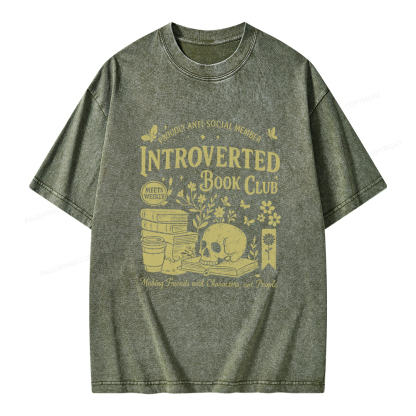 Pagewings Introverted Book Club Unisex Washed T-shirt