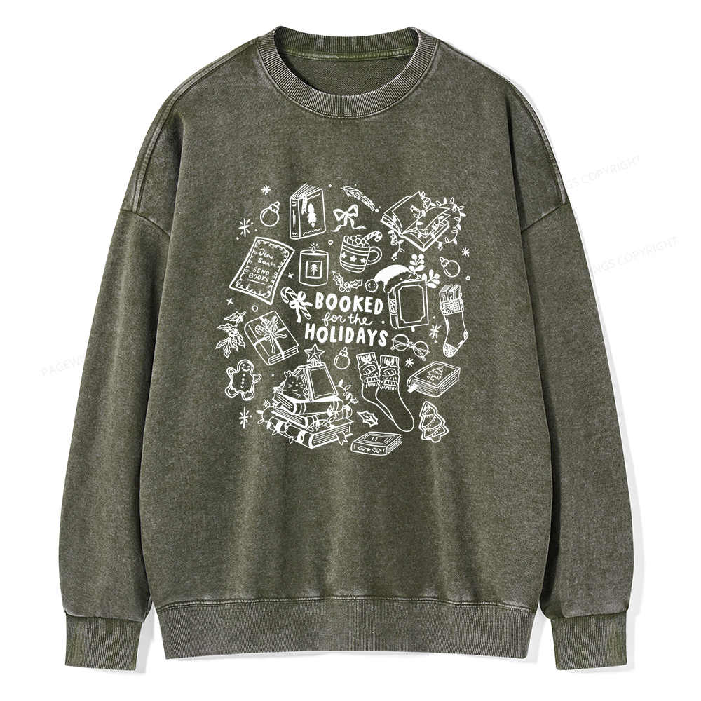 Pagewings Booked For The Holidays Unisex Washed Sweatshirt