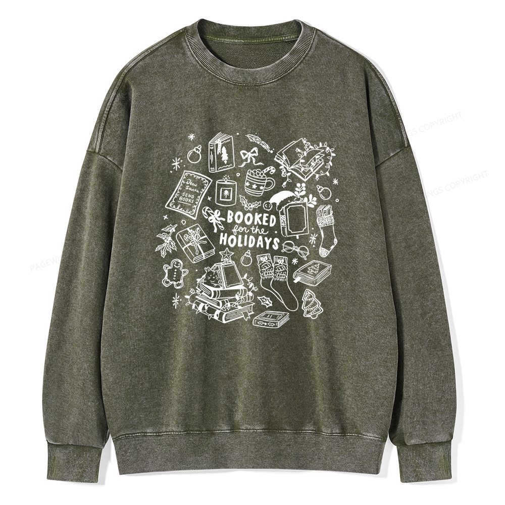 Pagewings Booked For The Holidays Unisex Washed Sweatshirt