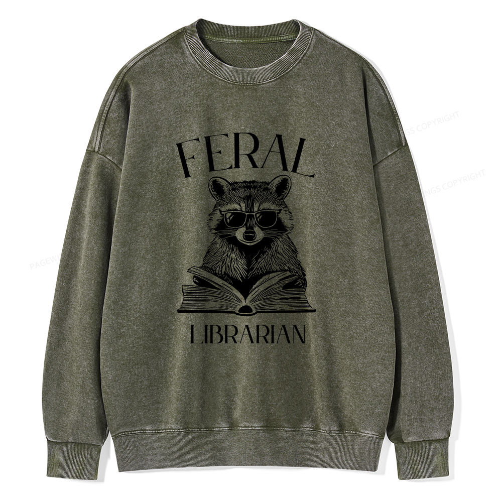 Pagewings Feral Librarian Unisex Washed Sweatshirt
