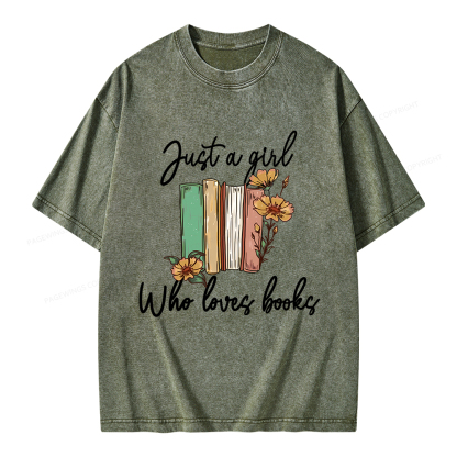 Pagewings Just A Girl Who Loves Books Unisex Washed T-shirt