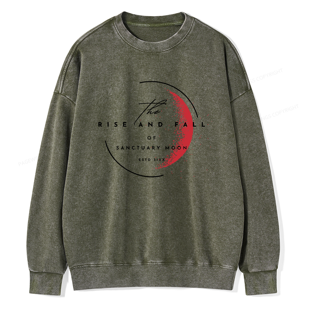 Pagewings The Rise and Fall of Sanctuary Moon Unisex Washed Sweatshirt