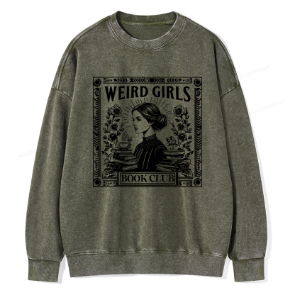 Pagewings Weird Girls Book Club Unisex Washed Sweatshirt