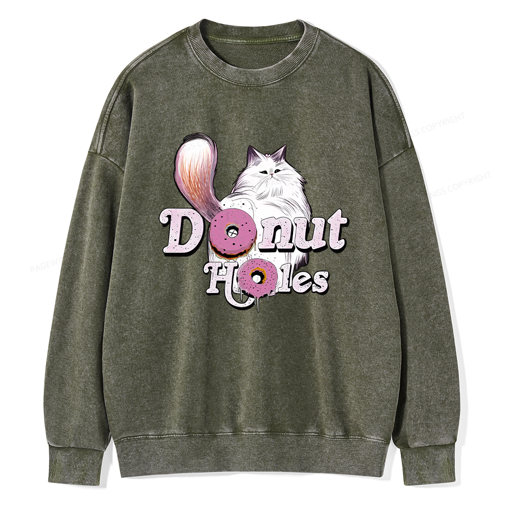 Pagewings Donut Cat Bookish Unisex Washed Sweatshirt