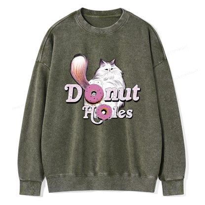 Pagewings Donut Cat Bookish Unisex Washed Sweatshirt