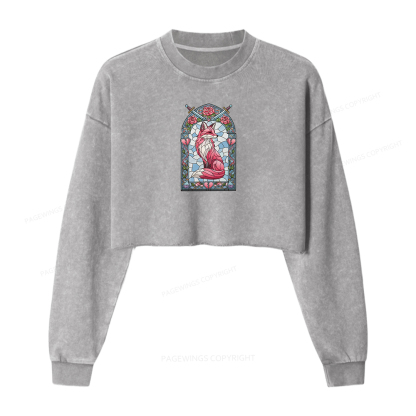 Pagewings Evangeline Fox Women Washed Crop Sweatshirt