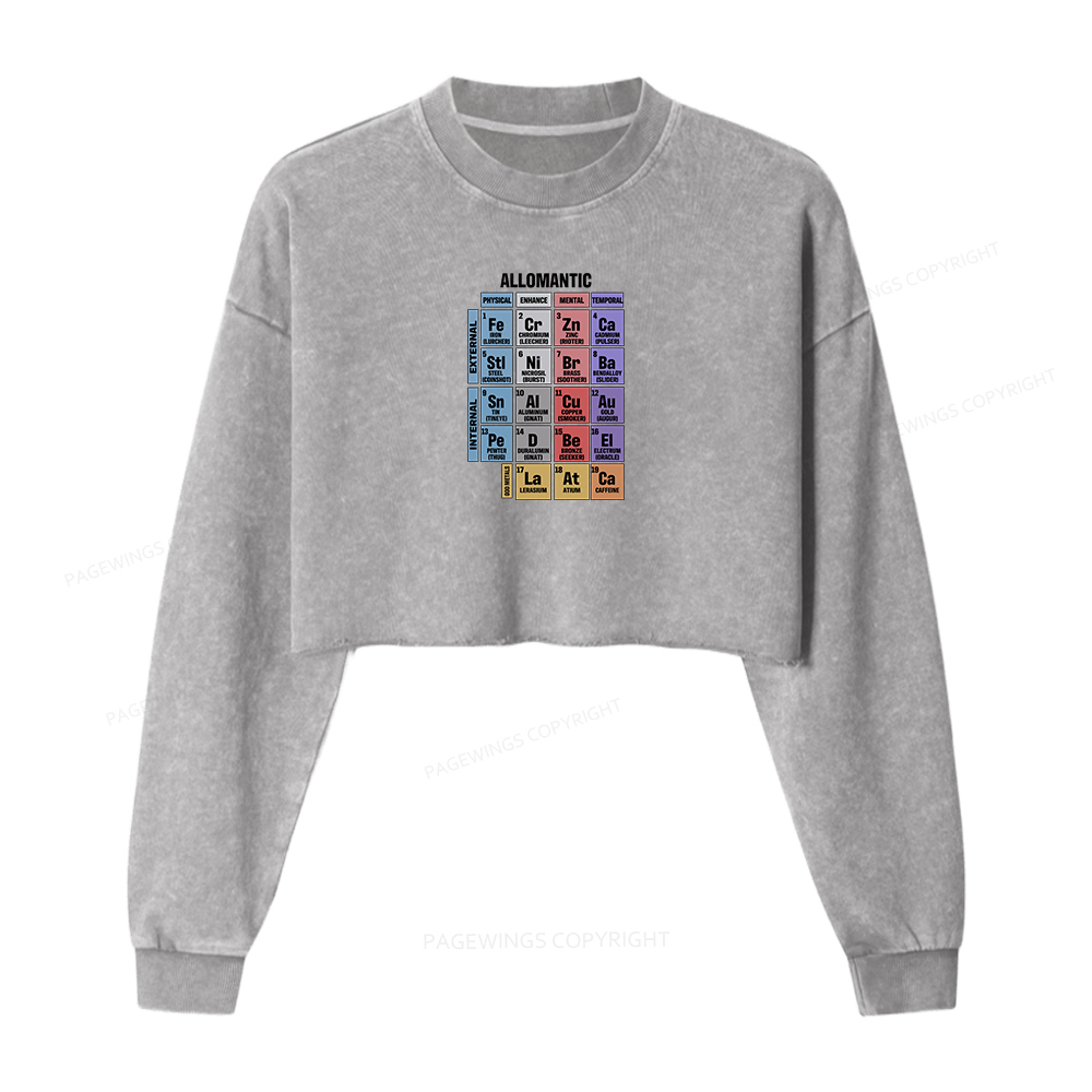 Pagewings Allomantic Women Washed Crop Sweatshirt