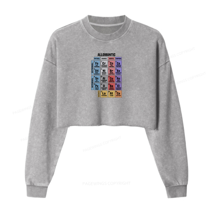 Pagewings Allomantic Women Washed Crop Sweatshirt