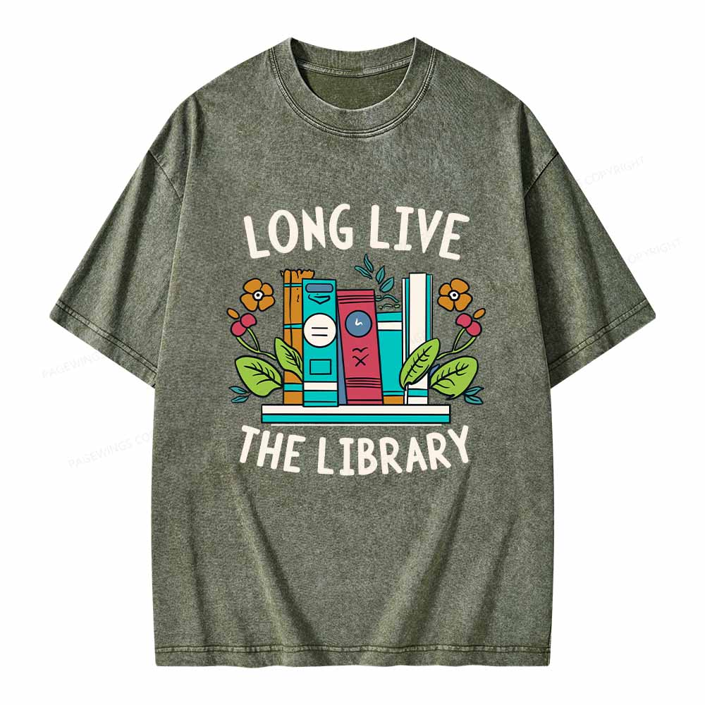 Pagewings Long Live The Library Unisex Washed T-shirt