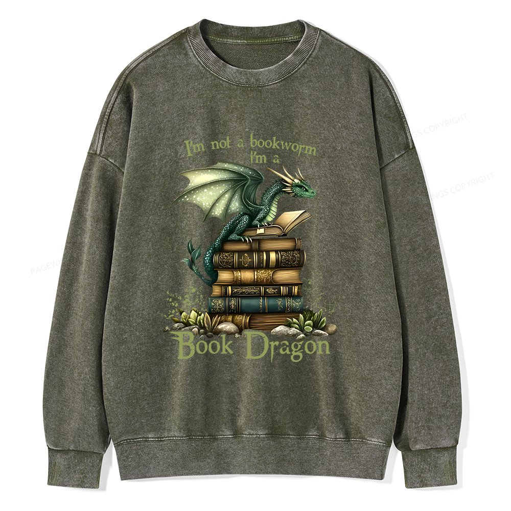 Pagewings Book Dragon Unisex Washed Sweatshirt