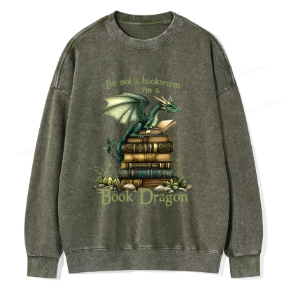 Pagewings Book Dragon Unisex Washed Sweatshirt