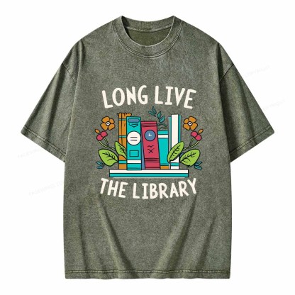 Pagewings Long Live The Library Unisex Washed T-shirt