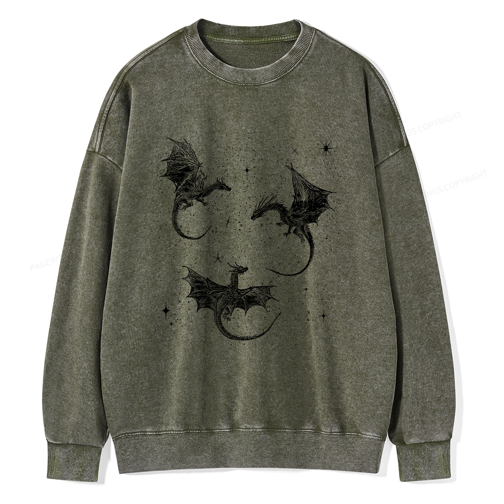 Pagewings Dragon Fantasy Unisex Washed Sweatshirt