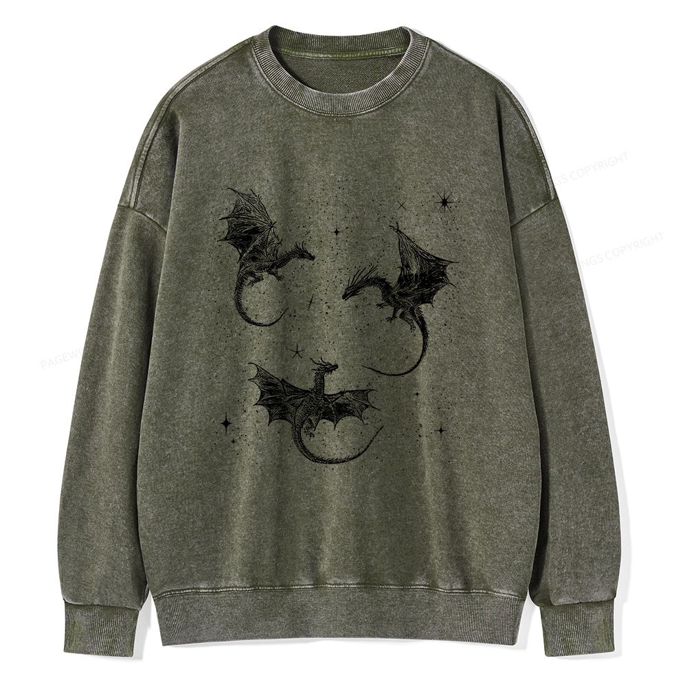 Pagewings Dragon Fantasy Unisex Washed Sweatshirt