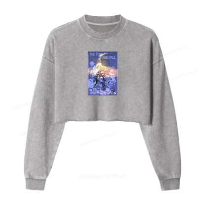 Pagewings The Rise And Fall of Sanctuary Moon Women Washed Crop Sweatshirt
