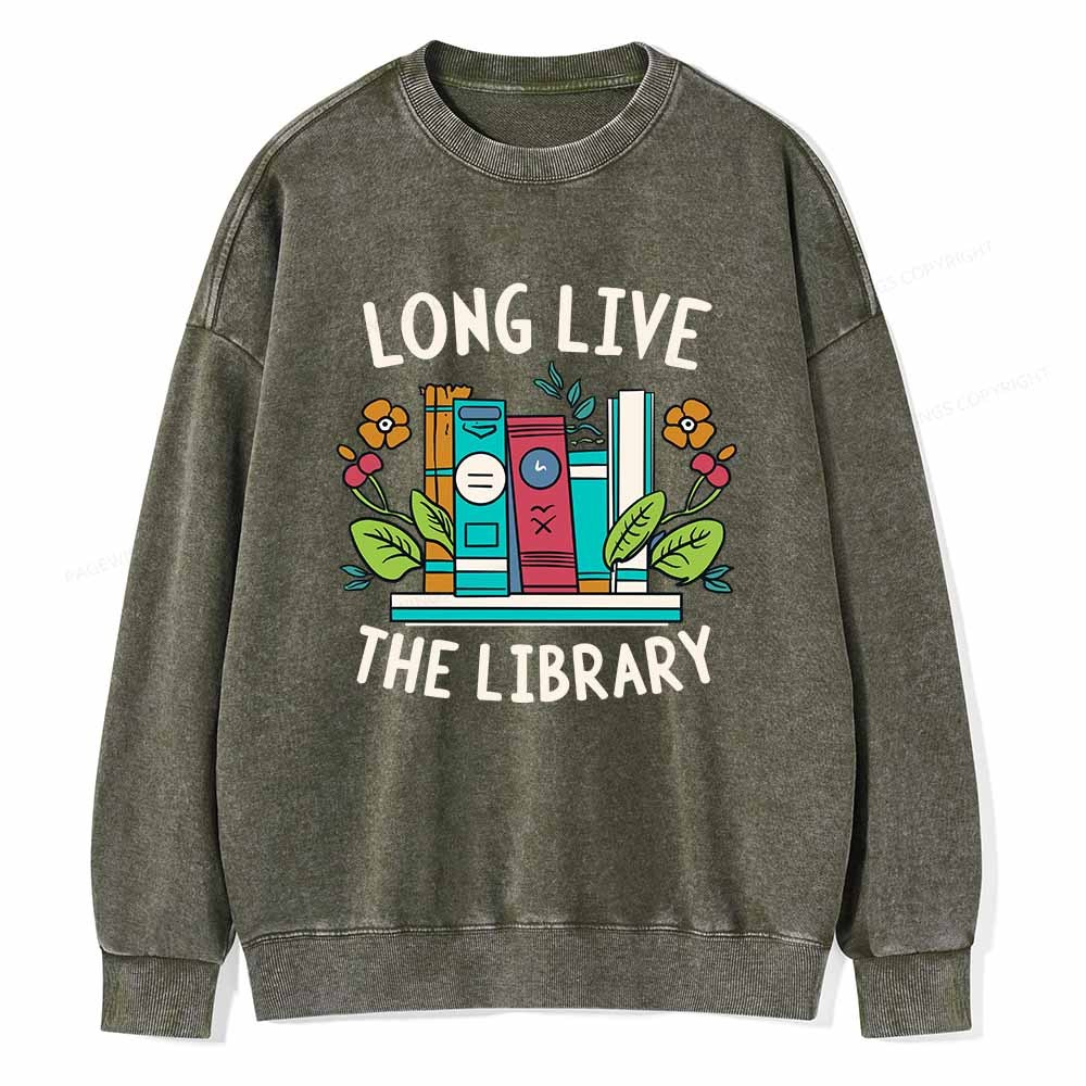 Pagewings Long Live The Library Unisex Washed Sweatshirt