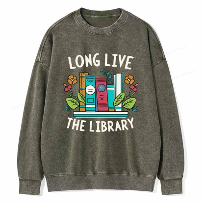 Pagewings Long Live The Library Unisex Washed Sweatshirt