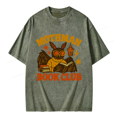 Pagewings Mothman Book Club Unisex Washed T-shirt
