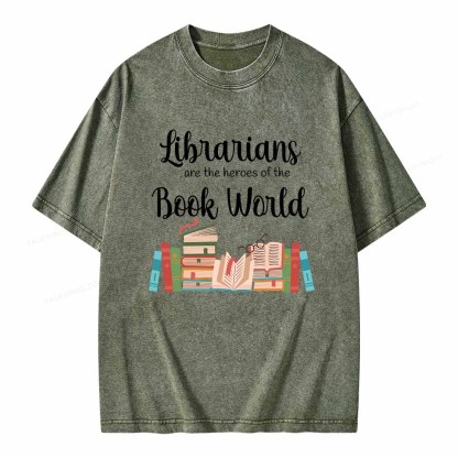 Pagewings Librarians Are The Heros Of The Book World Unisex Washed T-shirt