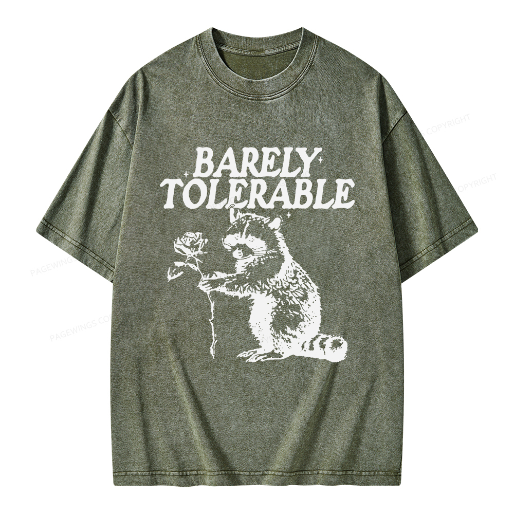 Pagewings Raccoon Barely Tolerable Unisex Washed T-shirt