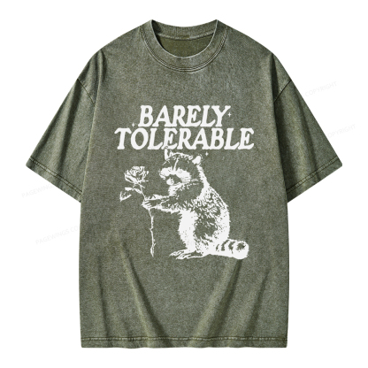 Pagewings Raccoon Barely Tolerable Unisex Washed T-shirt