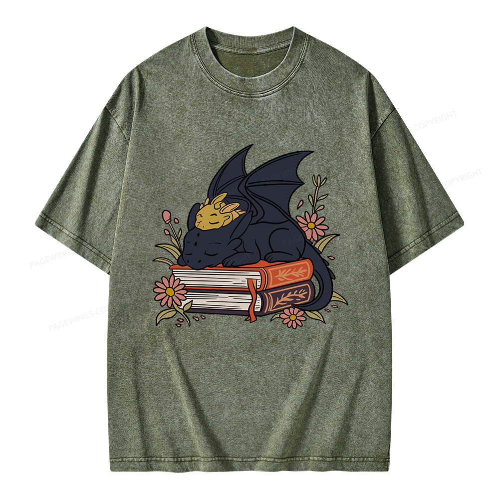 Pagewings Dragon Book Unisex Washed T-shirt