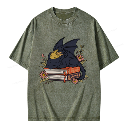 Pagewings Dragon Book Unisex Washed T-shirt