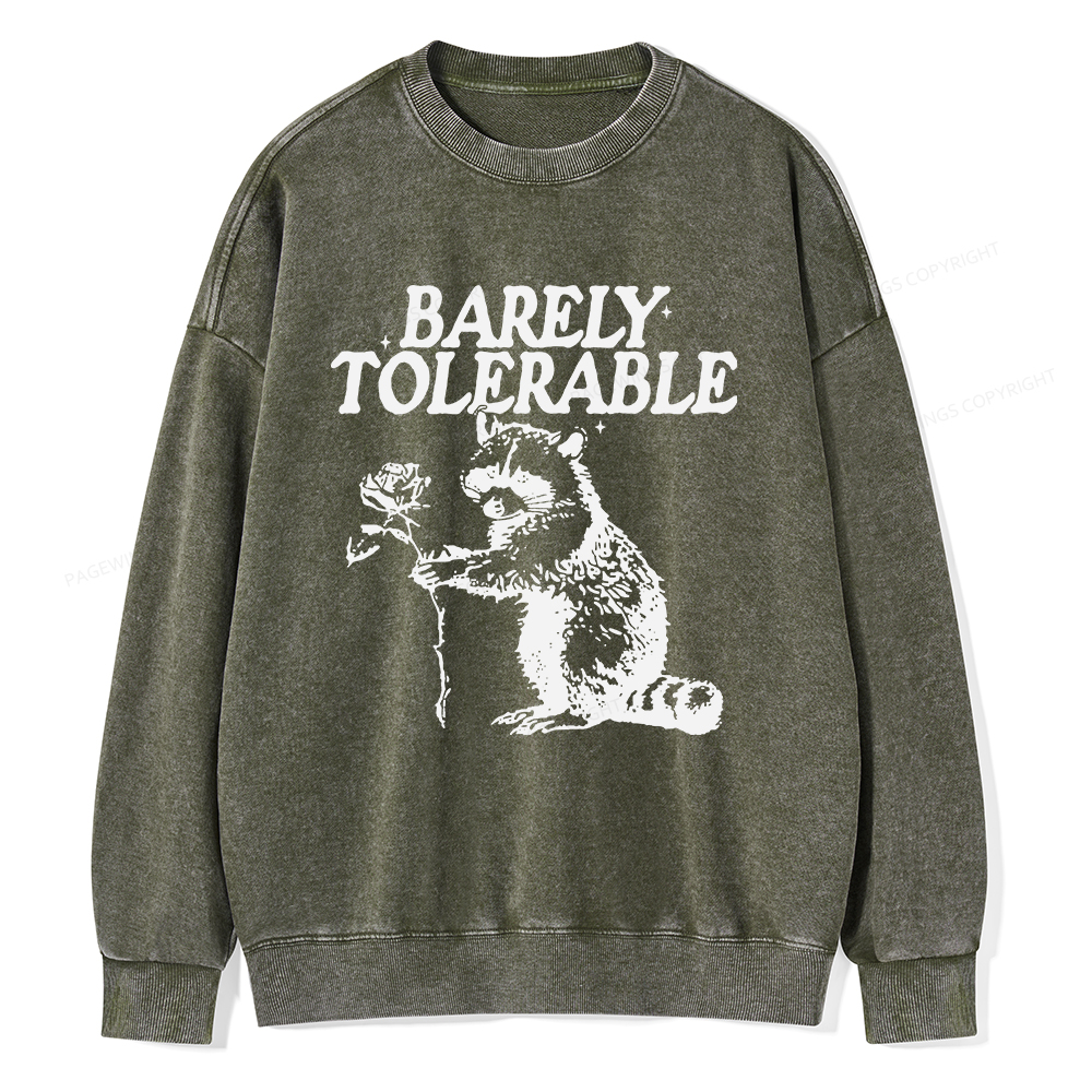 Pagewings Raccoon Barely Tolerable Unisex Washed Sweatshirt