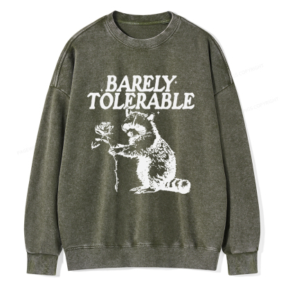 Pagewings Raccoon Barely Tolerable Unisex Washed Sweatshirt
