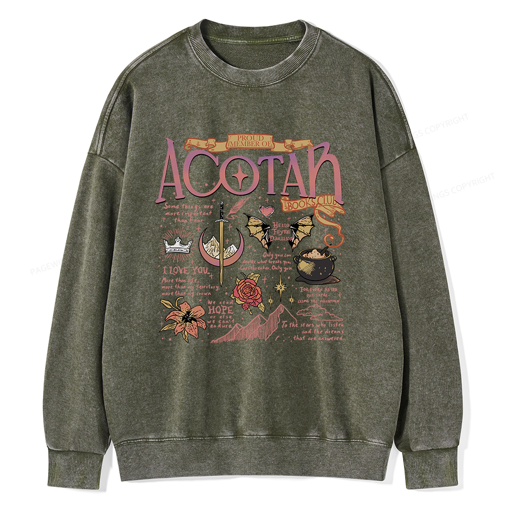 Pagewings Fantasy Book Unisex Washed Sweatshirt