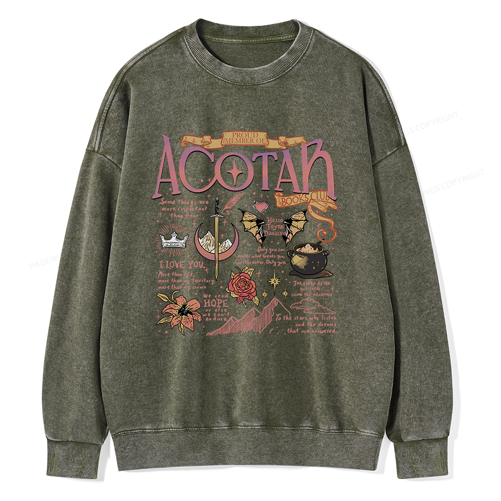 Pagewings Fantasy Book Unisex Washed Sweatshirt