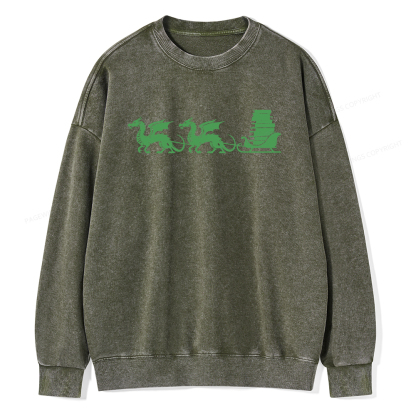 Pagewings Dragon Christmas Unisex Washed Sweatshirt